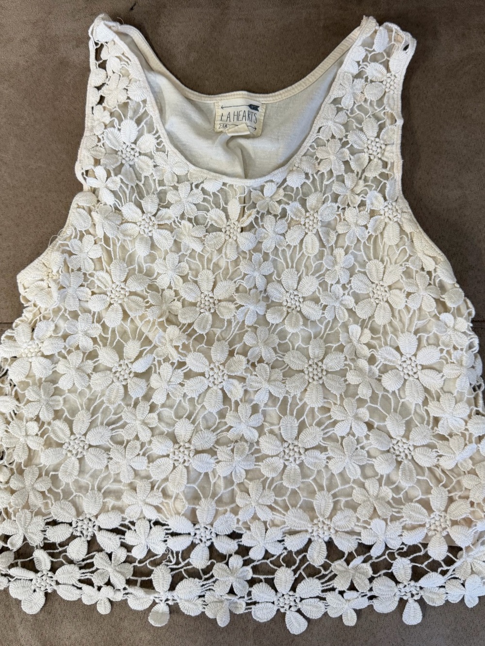 Pacsun LA Hearts White Floral Crochet Tank